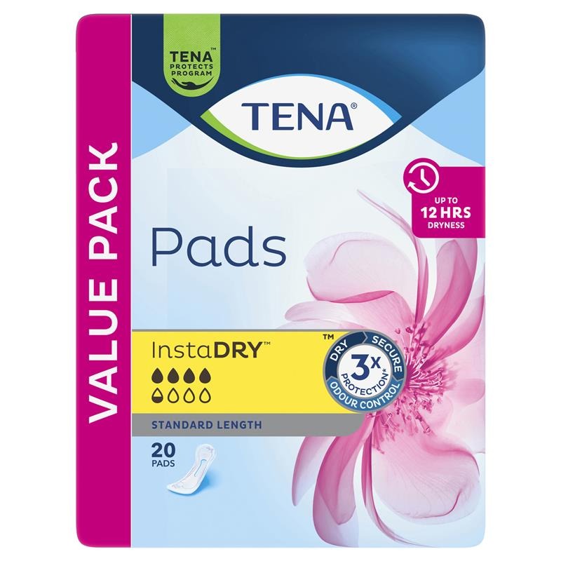 TENA Pads InstaDRY Standard Length 20 Pack 760852