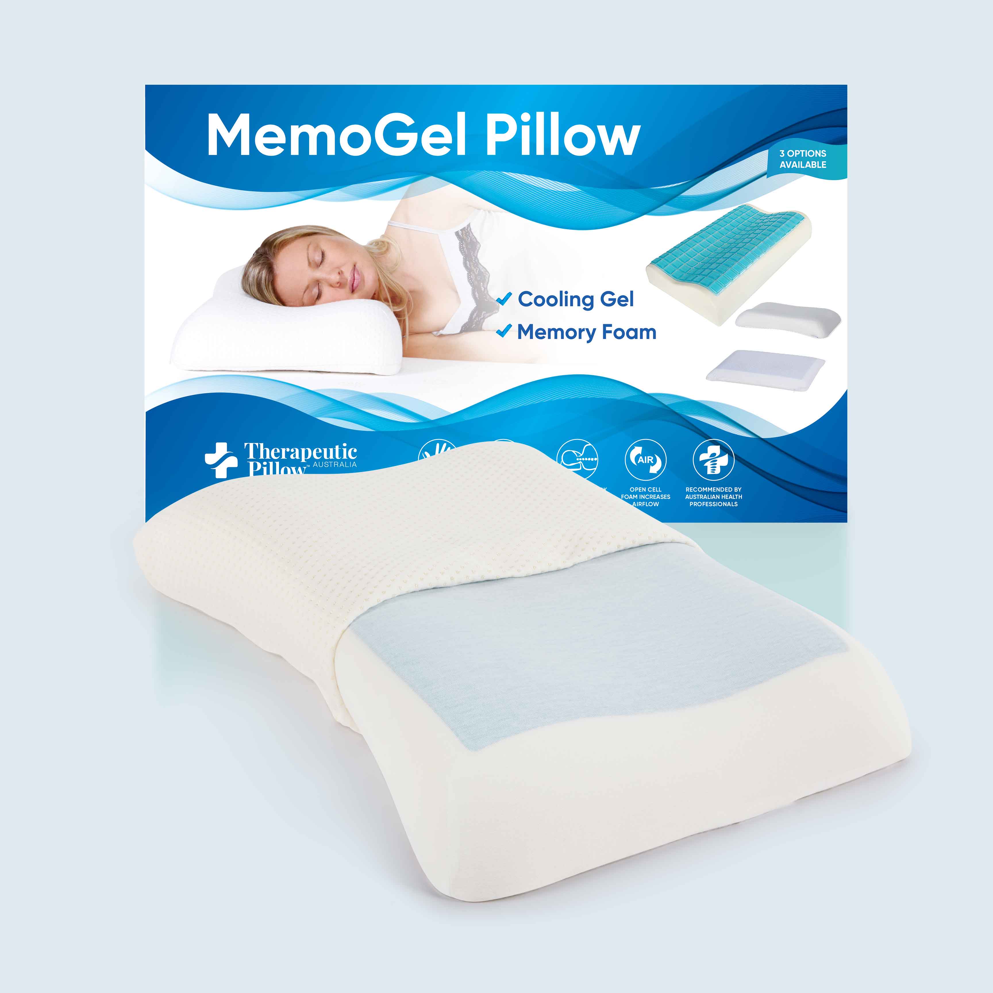 MemoGel Curved Pillow Cooling Gel Memory Foam A100051300