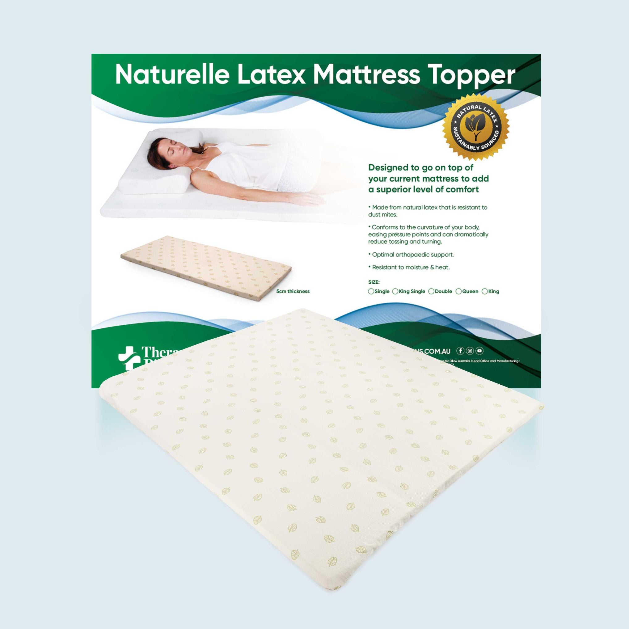 Naturelle Latex Mattress Topper Single A105213000