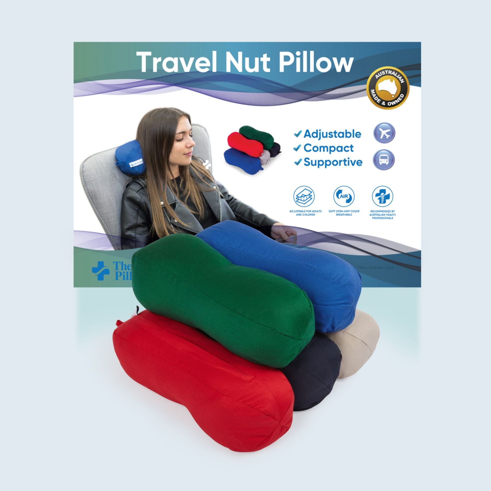 Travel Nut Support Pillow Light Blue A135225029