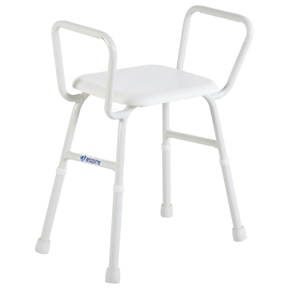 White Treated Steel Aspire Shower Stool with Padded Seat BTS119020