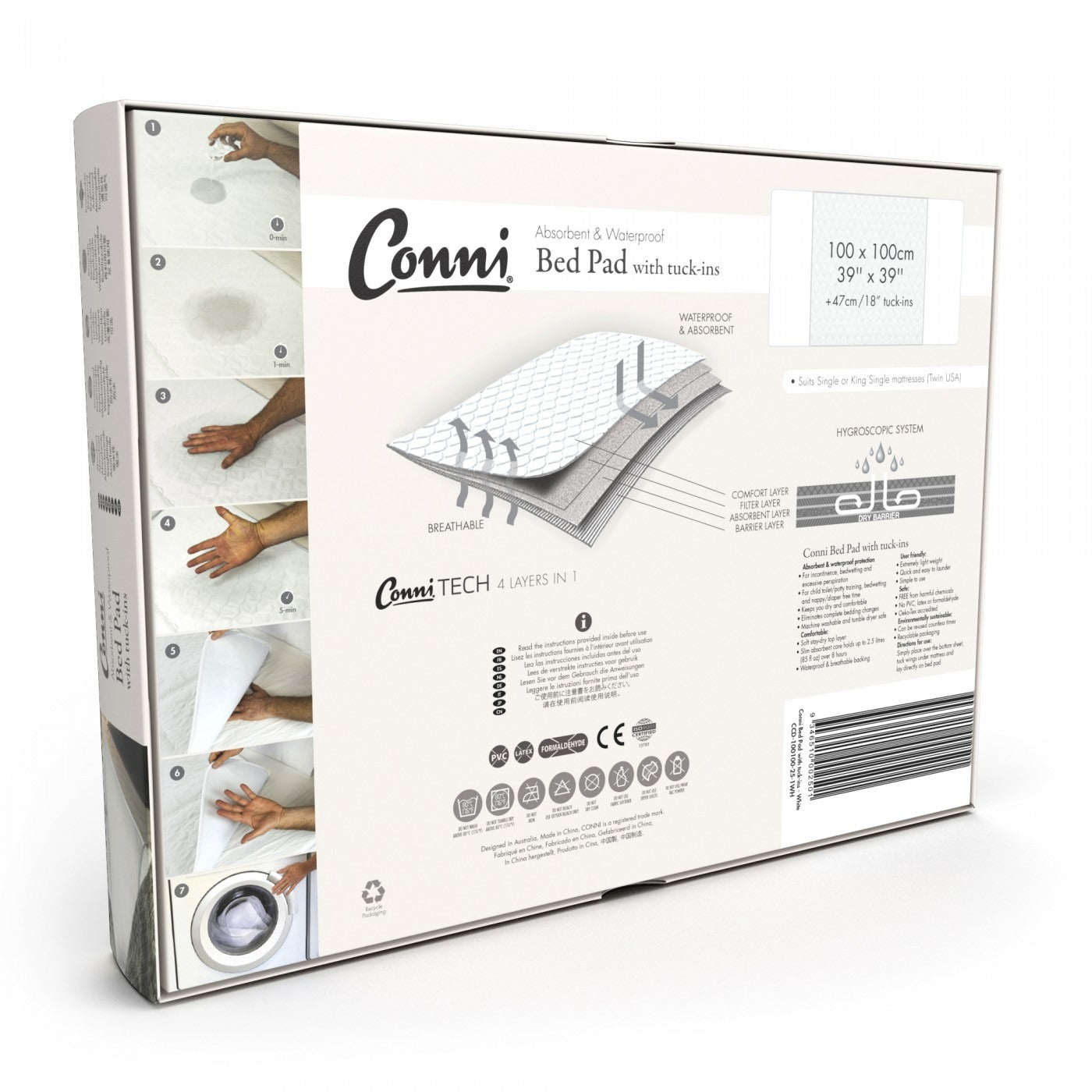 Conni Bed Pad with Tuck-Ins White CCD-100100-25-1WH