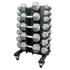 Dumbbell Rubber Hex Storage Rack Tree W/ Wheels 1KG-15KG Close-Up D-HTREEW