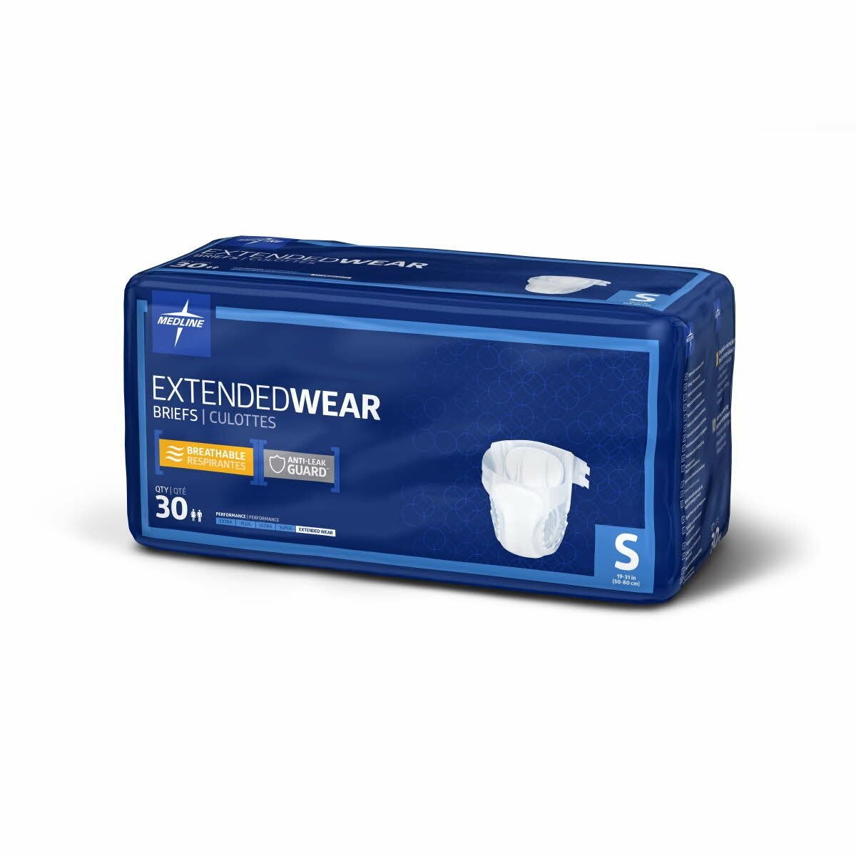 Medline FitRight Extended Wear Briefs Small 30 Pack MTB80200