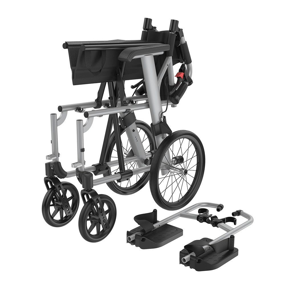 Silver Aluminium Aspire Socialite Folding Wheelchair Attendant Propelled Folded MWS449800