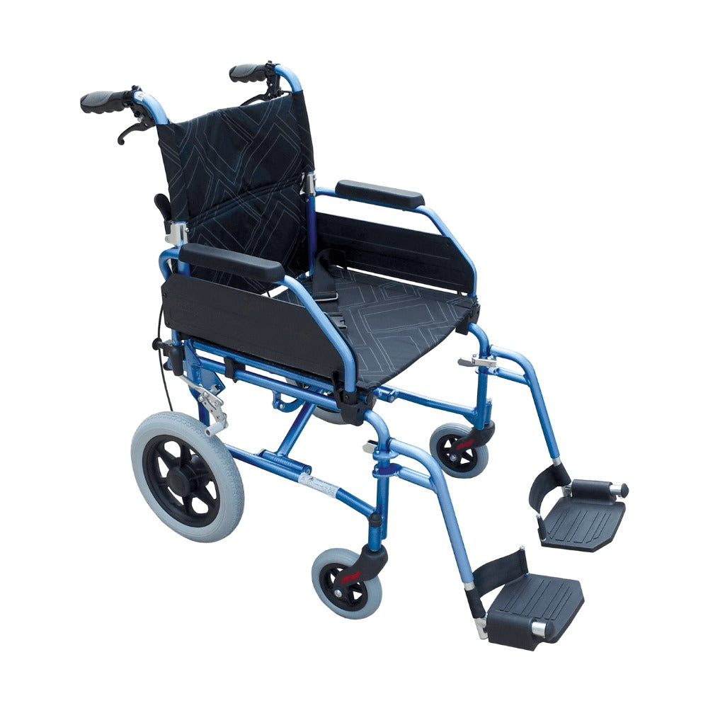 Blue Aluminium Freedom Healthcare Excel Superlite Transporter Wheelchair 460mm MWS452110