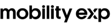 Logo of mobility exp with a black text on a white background