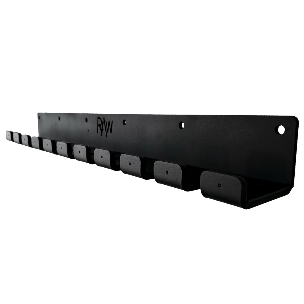 Barbell Storage Rack Vertical Wall Mount 10 Bars Close-Up OB-VWR