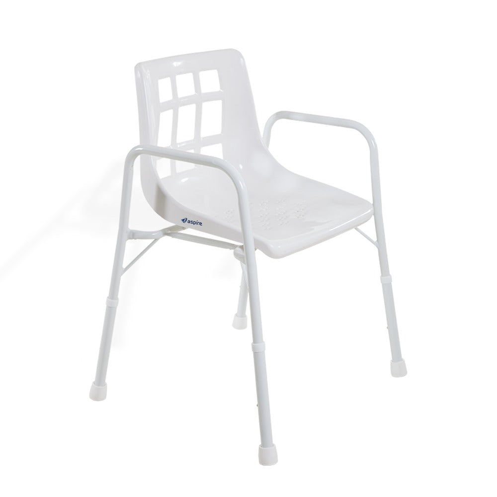 White Aluminium Aspire Shower Chair with Arms - Wide BTS118015