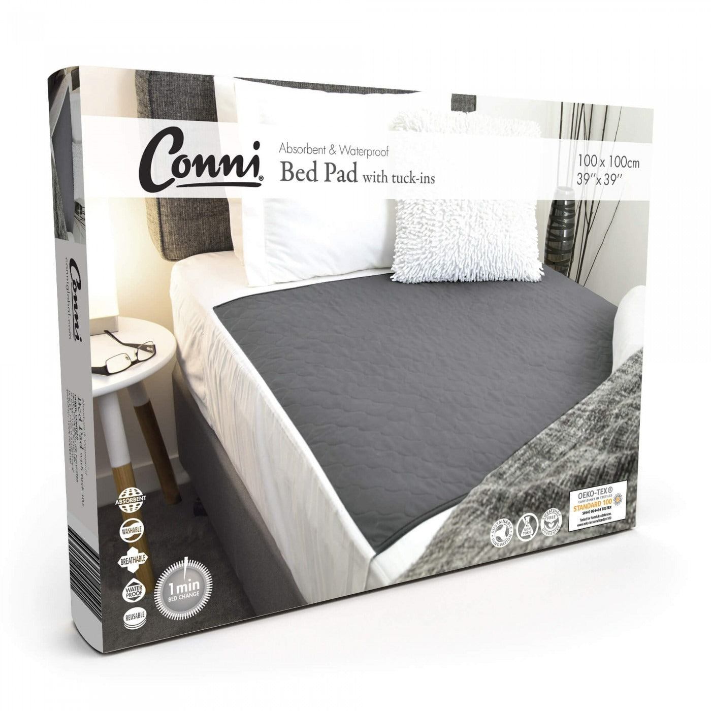 Conni Bed Pad with Tuck-Ins Charcoal CCD-100100-25-1CH