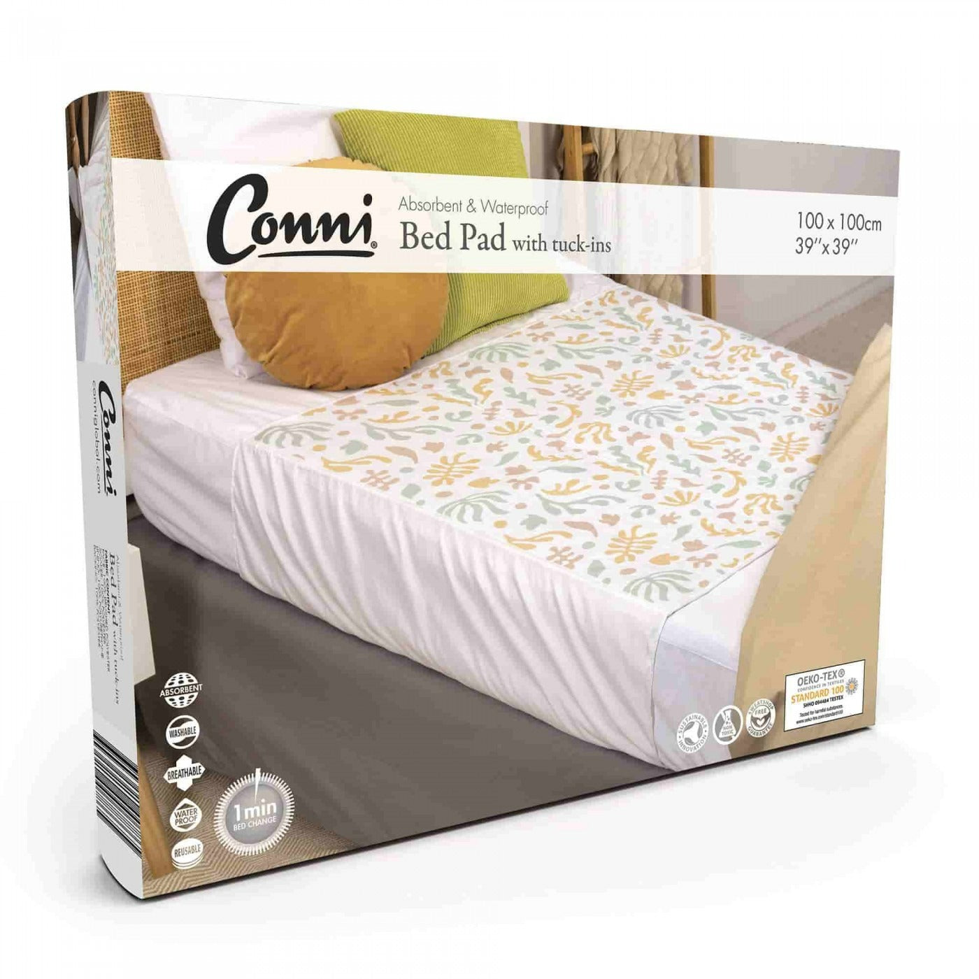 Conni Bed Pad with Tuck-Ins Organic Print CCD-100100-25-1OR