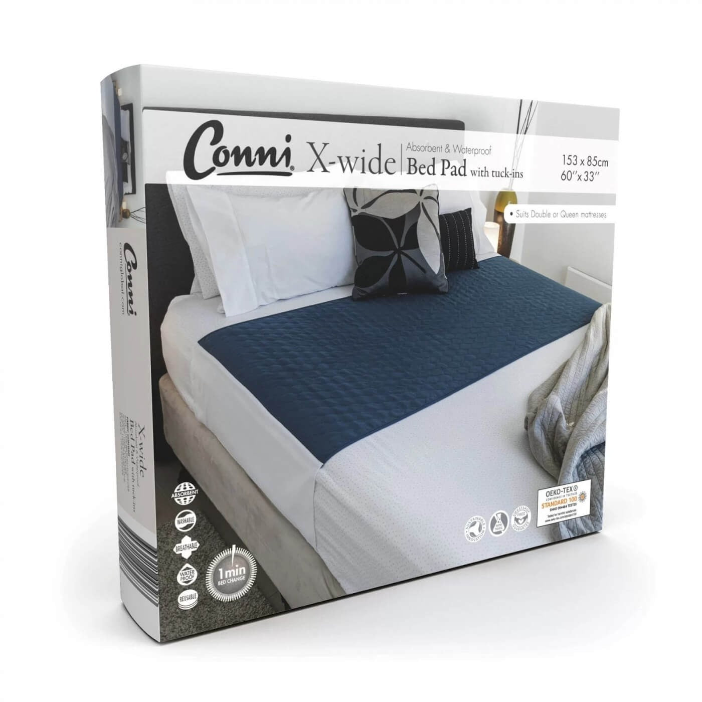 Conni Bed Pad X-Wide with Tuck-ins Teal Blue CXW-153085-25-1TB