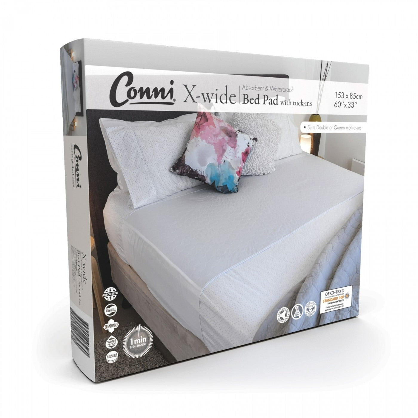 Conni Bed Pad X-Wide with Tuck-ins White CXW-153085-25-1WH