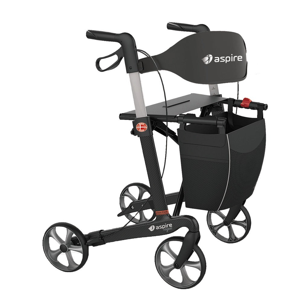 Medium Black Aspire Vogue Carbon Fibre Seat Walker WAF705350